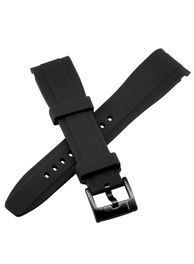 YISIWERA 22mm Rubber Watch Band Premium Crafter Silicone Universal Curved Ends Watch Strap Bracelet Brushed Stainless Steel Pin Buckle For Men Women Black Black Buckle - Image 4