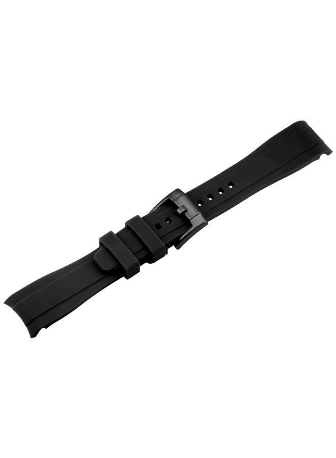 YISIWERA 22mm Rubber Watch Band Premium Crafter Silicone Universal Curved Ends Watch Strap Bracelet Brushed Stainless Steel Pin Buckle For Men Women Black Black Buckle - Image 2