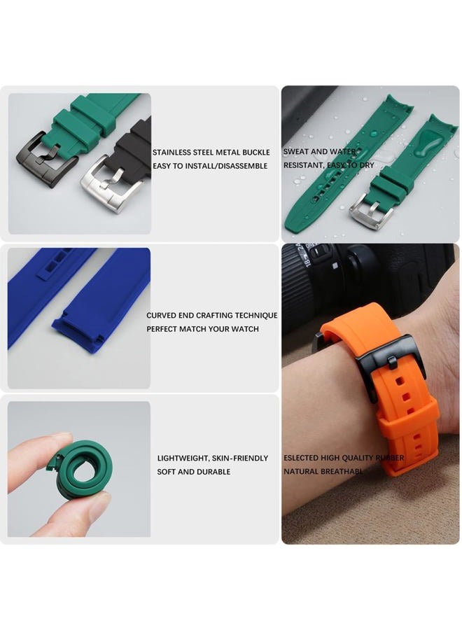 YISIWERA 22mm Rubber Watch Band Premium Crafter Silicone Universal Curved Ends Watch Strap Bracelet Brushed Stainless Steel Pin Buckle For Men Women Black Black Buckle - Image 5