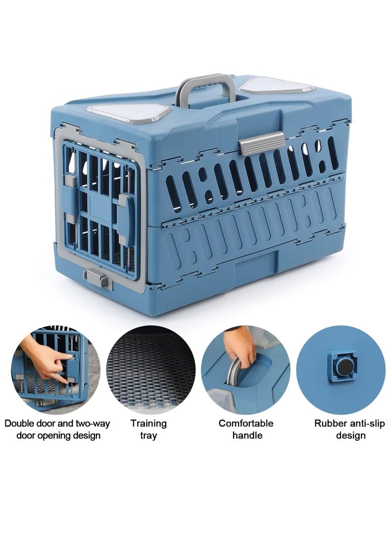 قفص محمول قابل للطي للكلاب والقطط - قفص كبير لحمل الحيوانات الأليفة، أزرق (56 × 33 × 37 سم) - Image 3