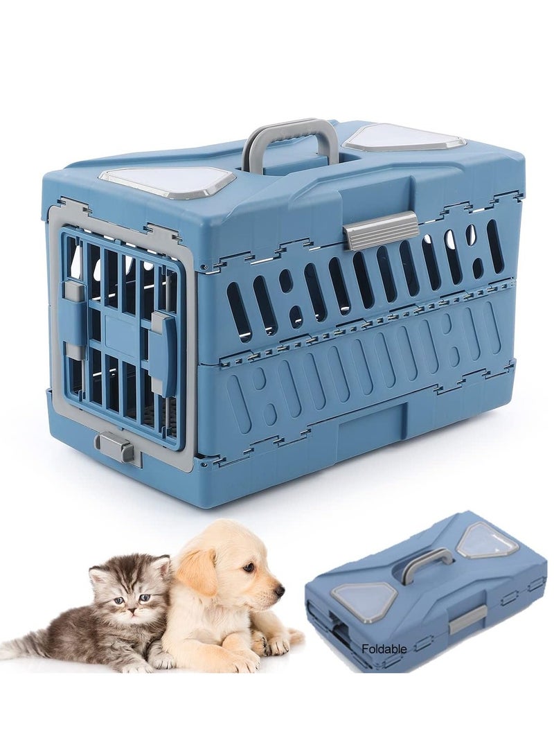 قفص محمول قابل للطي للكلاب والقطط - قفص كبير لحمل الحيوانات الأليفة، أزرق (56 × 33 × 37 سم) - Image 4