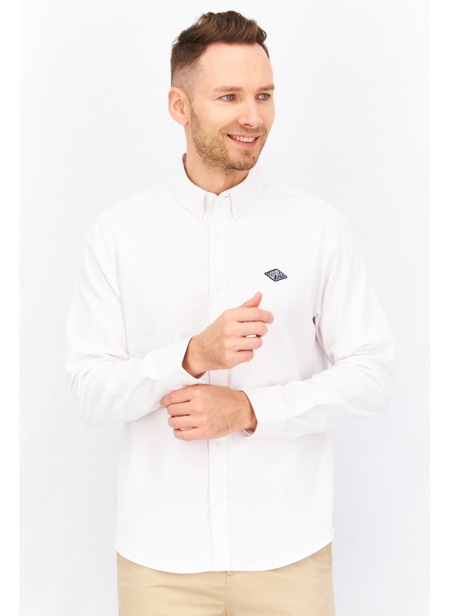 ESPRIT Men Regular Fit Long Sleeve Brand Casual Shirt, White  - Image 1