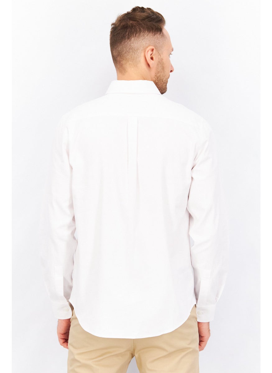 ESPRIT Men Regular Fit Long Sleeve Brand Casual Shirt, White  - Image 3