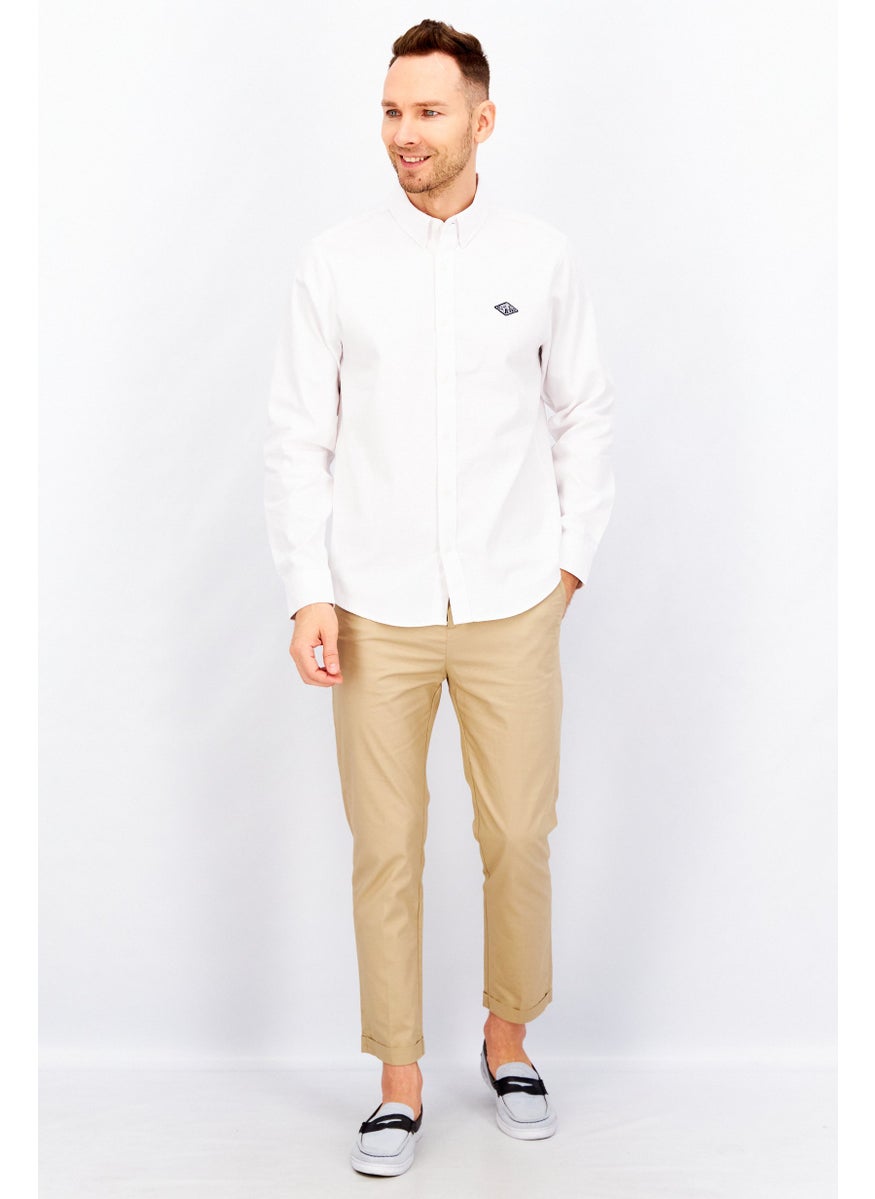 ESPRIT Men Regular Fit Long Sleeve Brand Casual Shirt, White  - Image 4