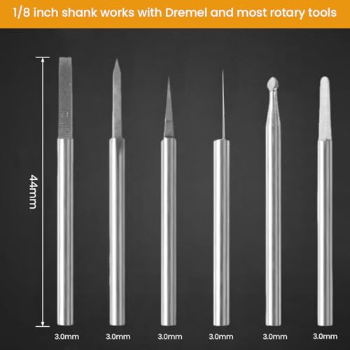 Serplex® 6Pcs Carving Bits Detail Carving Bits for Dremel Rotary Tool Engraving Bit Stainless Steel Carving Drill Bit Detailing Engraving Bits Rotary Carving Bits for DIY Wooden Carving Woodworking - Image 2