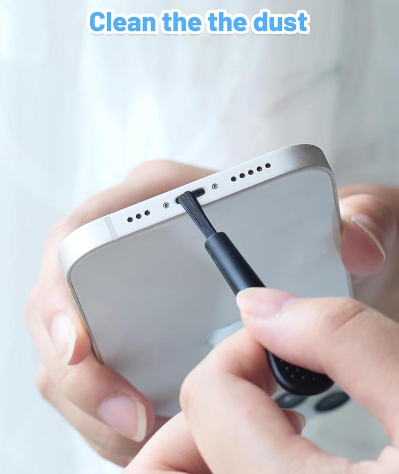 FFZDENA 20 قطعة ملصقات واقية من الغبار لمكبر صوت الهاتف، غطاء لاصق مضاد للغبار، يتضمن قابس مضاد للغبار، فرشاة لتنظيف منفذ الهاتف وملاقط مناسبة لـ iPhone 14، 13، 12 Pro Max، 11 - Image 5