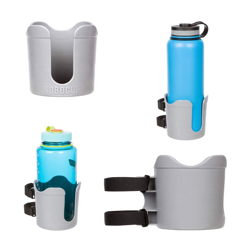 ROBOCUP Plus Gray AddOn Accessory XL Extension Cup Holder Larger Drink Capacity Perfect for Boats Golf Carts Walkers Wheelchairs and Work Made in USA Includes 1