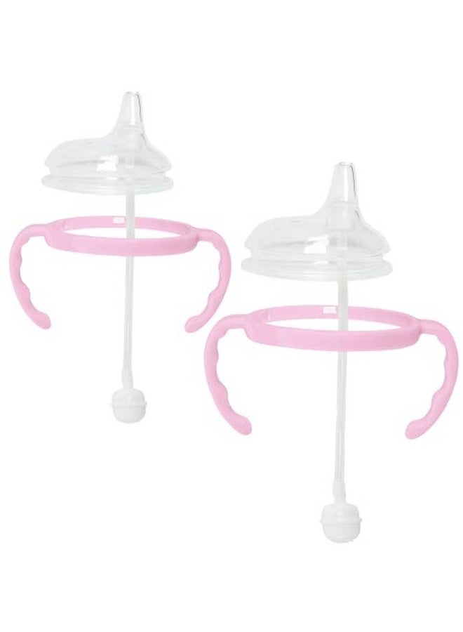 Botabee 2 Pack Pink Soft Spout Sippy Cup Transition Sippy Cup Kit For Comotomo 5 & 8 Oz Bottles Conversion Kit Fits 5 Ounce And 8 Ounce Bottles Baby Bottle Nipple With Weighted Straw And Bottle Handles - Image 1