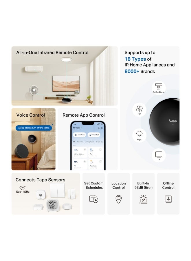 Tapo H110 IR Remote Control - Supports 18 Device Types, Over 8000 Brands, Tapo Sensor Hub, Voice Control with Alexa/Siri, Compatible with Matter Timer, Schedule, Remote Control - Image 4
