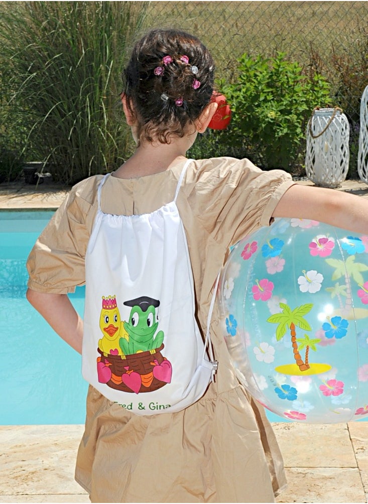 FREDS SWIM ACADEMY Fred & Gina Collection Waterproof Bag White Drawstring bag  - Image 5