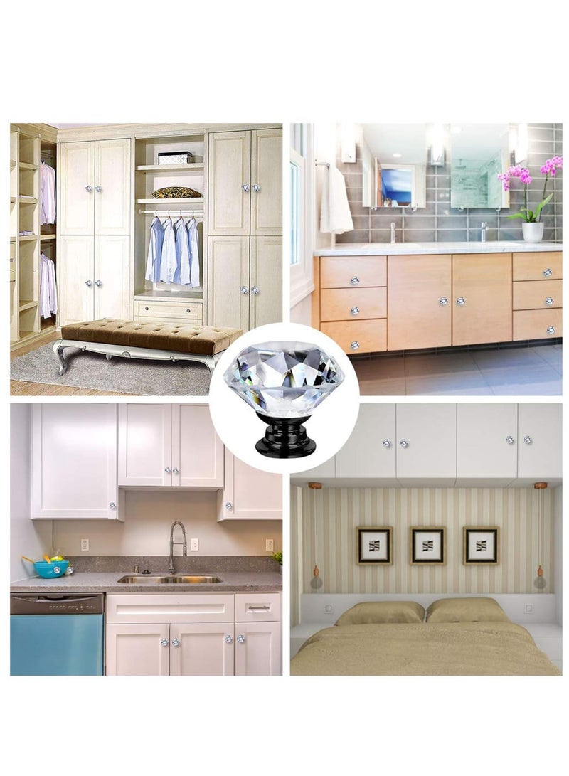 Zikra 10 Pack Dresser Drawer Cabinet Knobs 30 mm Diamond Shaped Crystal Glass Knobs Pulls for Kitchen Wardrobe Cupboard - Image 2