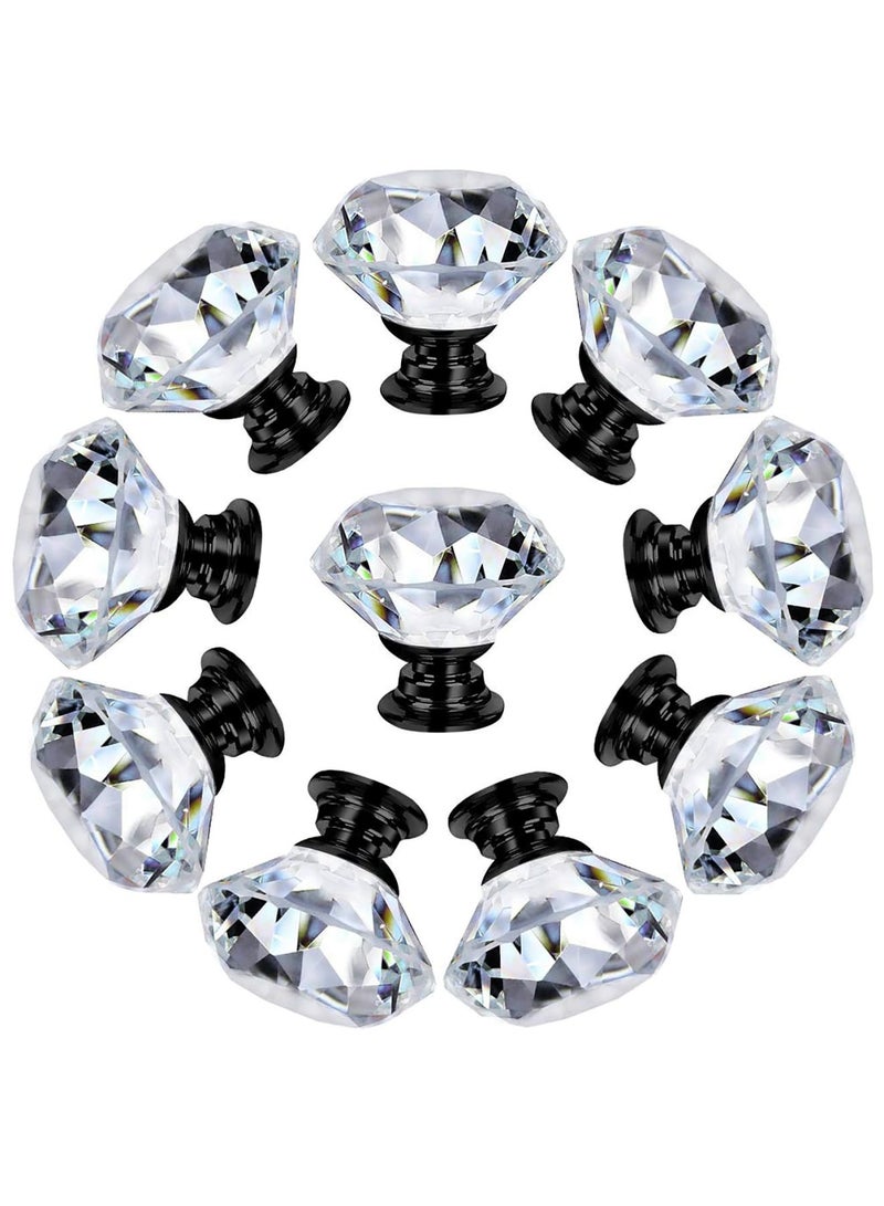 Zikra 10 Pack Dresser Drawer Cabinet Knobs 30 mm Diamond Shaped Crystal Glass Knobs Pulls for Kitchen Wardrobe Cupboard - Image 1