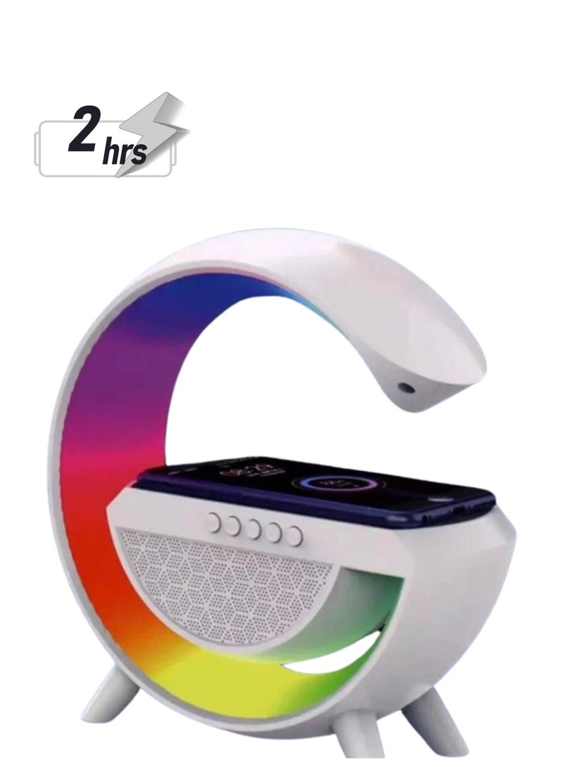 مكبر صوت يعمل بالبلوتوث بقيادة مصباح جو صوتي ذكي يعمل بالبلوتوث ، شاحن لاسلكي على شكل حرف G مزود بساعة شروق الشمس بضوء الليل - Image 1