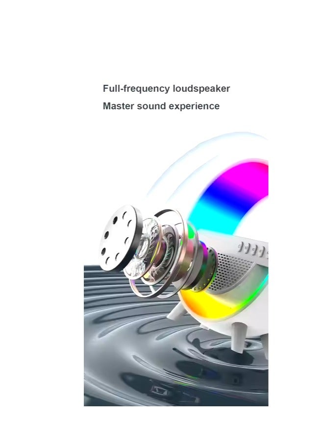 مكبر صوت يعمل بالبلوتوث بقيادة مصباح جو صوتي ذكي يعمل بالبلوتوث ، شاحن لاسلكي على شكل حرف G مزود بساعة شروق الشمس بضوء الليل - Image 4