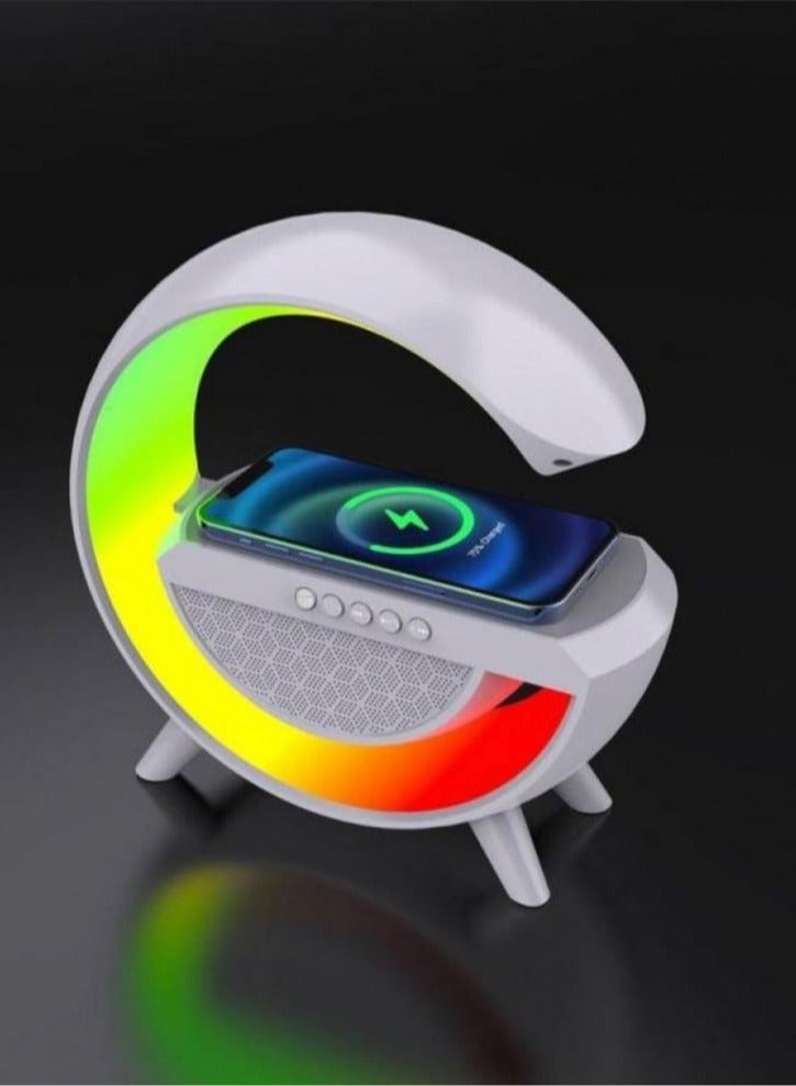مكبر صوت يعمل بالبلوتوث بقيادة مصباح جو صوتي ذكي يعمل بالبلوتوث ، شاحن لاسلكي على شكل حرف G مزود بساعة شروق الشمس بضوء الليل - Image 5