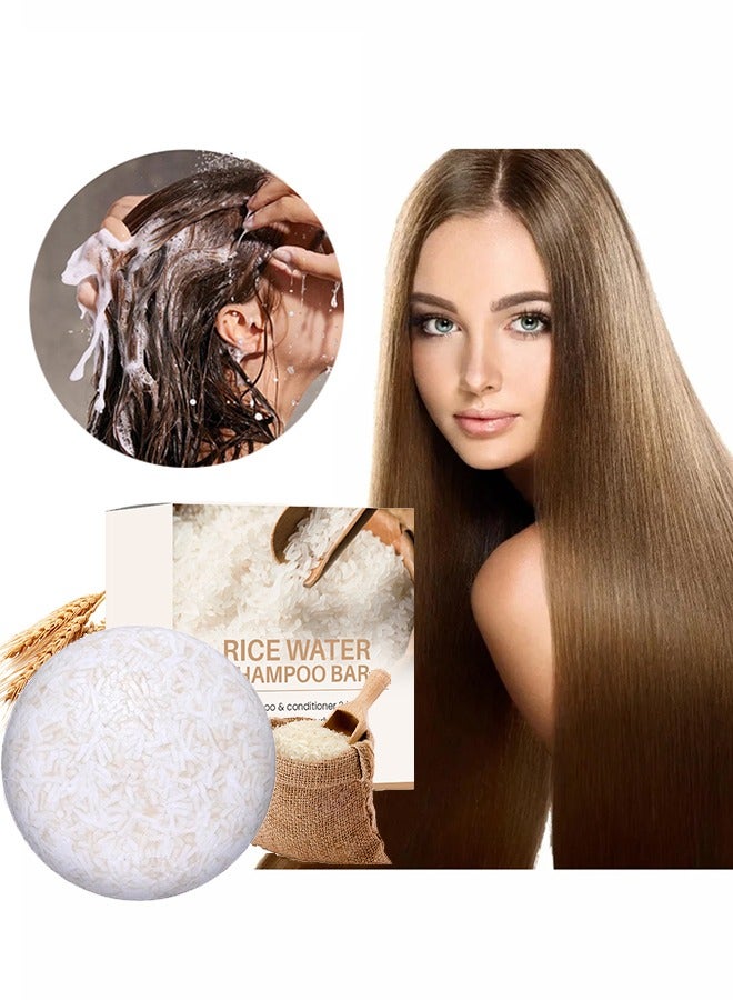 EELHOE Rice Water Shampoo Bar -  Rice Water Solid Shampoo Bar for Hair Growth Rice Water protein Shampoo Bar for Strengthening Weak or Damaged Hair Thinning Hair & Hair Loss Soap 60g - Image 1