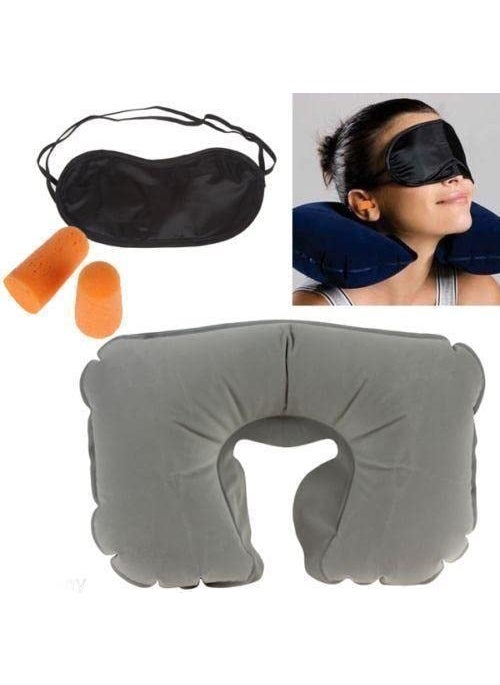 Ekdant Ekdant 3 in 1 Travel Kit Eye Cover Ear Plug Neck Pillow 