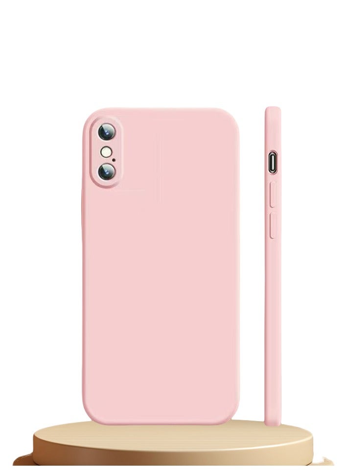 Ultra-thin Mobile Phone Case For iPhone X Straight Edge Imitation Liquid Silicone Mobile Phone Case 5.8 Inches Anti-fall Protective Cover (Pink)