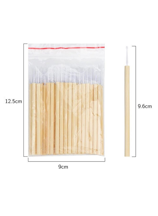 mollensiuer 1 Pack 50 Pieces Disposable Eyelash Extension Micro Applicator Brush With Bamboo Handle Makeup Cosmetic Applicator Sticks Lash Remover Brush Tools - Image 2