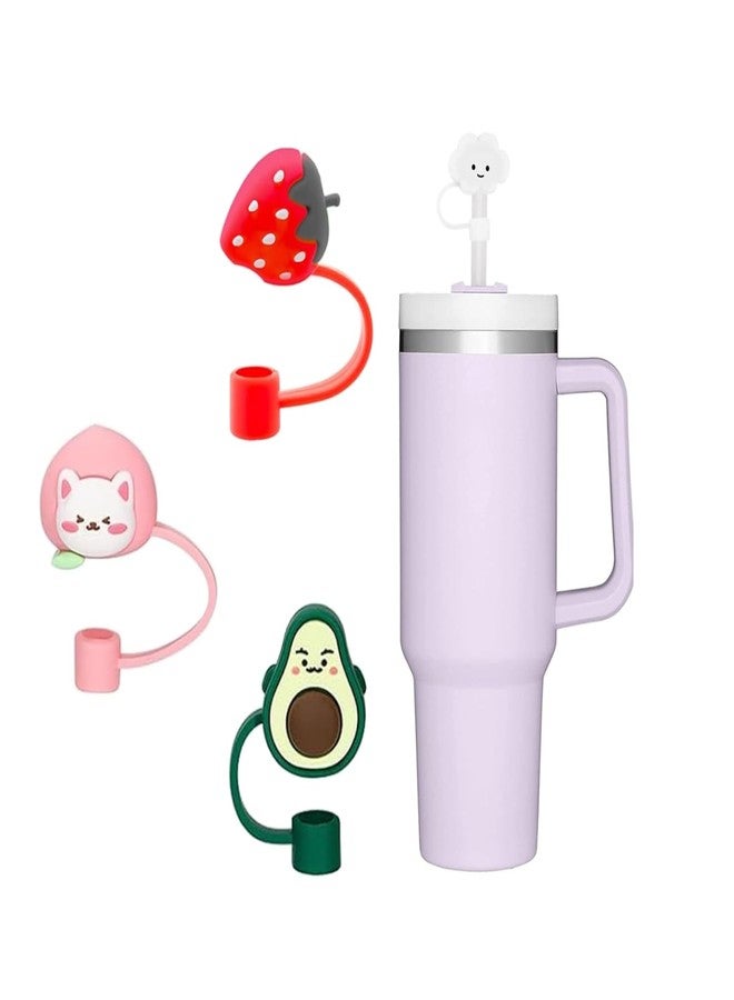 PUTHAK 3pcs Straw Covers Silicone | 8mm Reusable Straw Toppers | Dust-Proof Cap Lids for Tumblers, Cups & Bottles | Please Note Any 3 Random Character Will Be Sent - Image 1