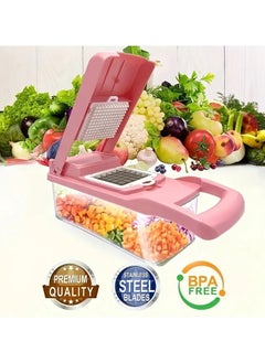 QUALITY Multifunctional Vegetable Slicer and Shredder Set, Manual Food Prep Cutter with Interchangeable Blades, Onion Dicer, Potato Ribbon Cutter, Kitchen Gadget with Container, with Safe for Food Contact  - Image 5