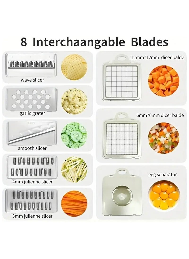 QUALITY - Multifunctional Vegetable Slicer and Shredder Set, Manual Food Prep Cutter with Interchangeable Blades, Onion Dicer, Potato Ribbon Cutter, Kitchen Gadget with Container, with Safe for Food Contact - Image 1