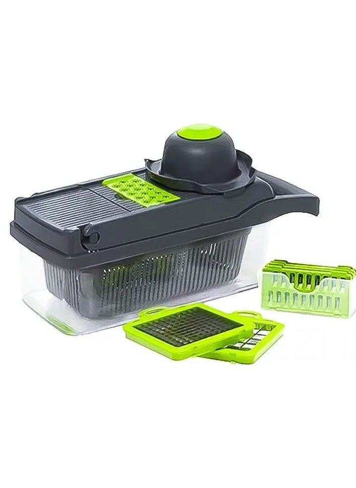 QUALITY - Multifunctional Vegetable Slicer and Shredder Set, Manual Food Prep Cutter with Interchangeable Blades, Onion Dicer, Potato Ribbon Cutter, Kitchen Gadget with Container, with Safe for Food Contact - Image 1