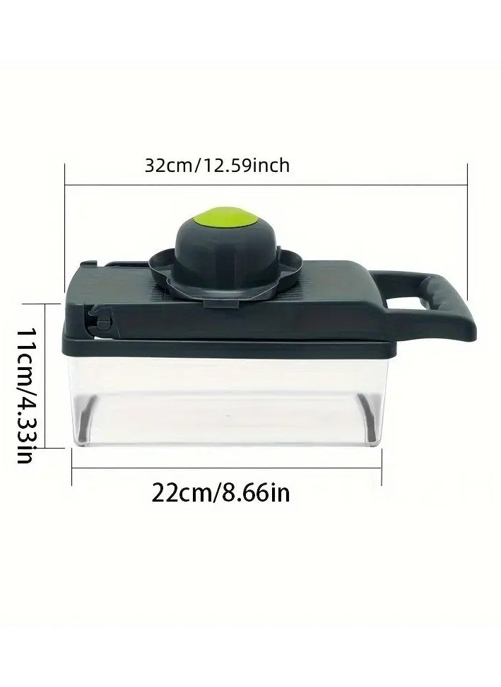 QUALITY - Multifunctional Vegetable Slicer and Shredder Set, Manual Food Prep Cutter with Interchangeable Blades, Onion Dicer, Potato Ribbon Cutter, Kitchen Gadget with Container, with Safe for Food Contact - Image 1