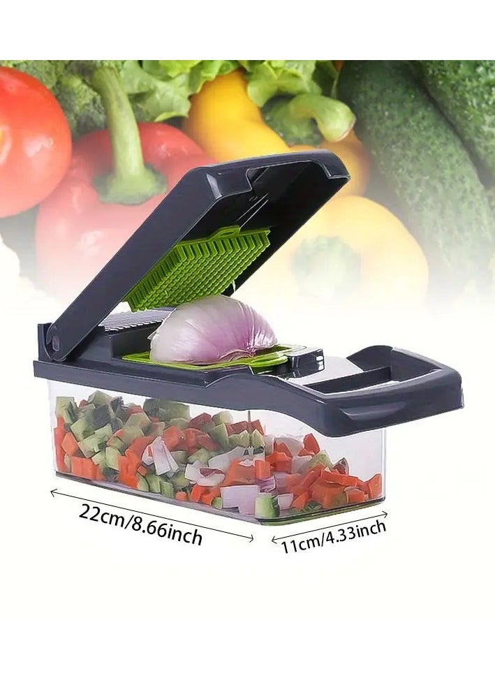 QUALITY - Multifunctional Vegetable Slicer and Shredder Set, Manual Food Prep Cutter with Interchangeable Blades, Onion Dicer, Potato Ribbon Cutter, Kitchen Gadget with Container, with Safe for Food Contact - Image 1