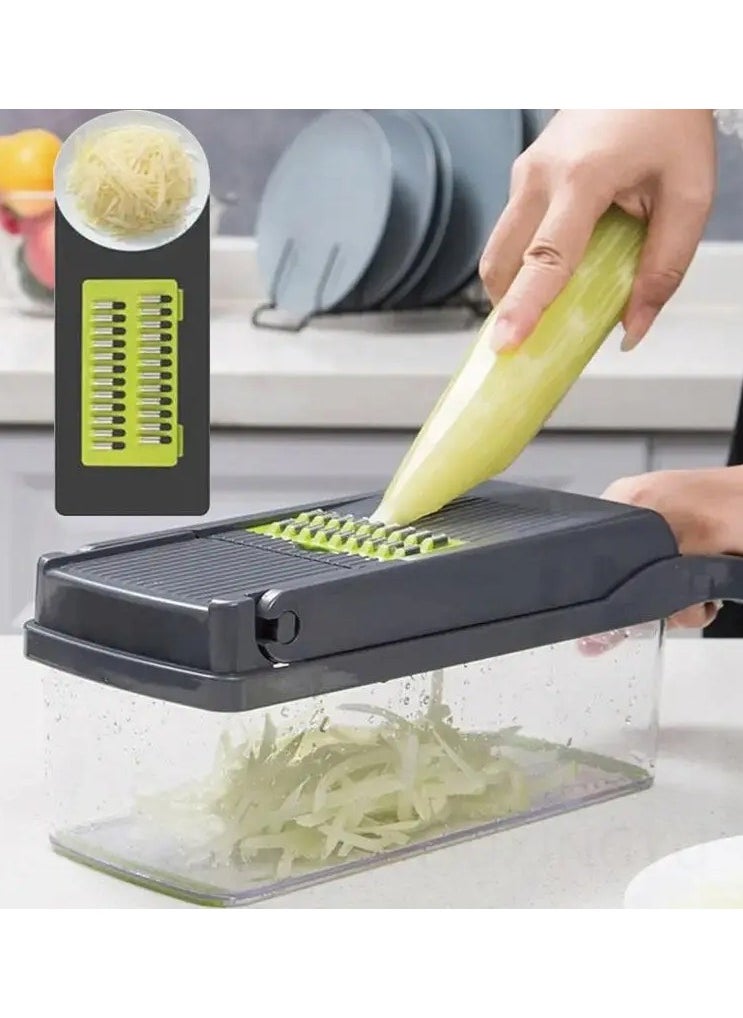 QUALITY - Multifunctional Vegetable Slicer and Shredder Set, Manual Food Prep Cutter with Interchangeable Blades, Onion Dicer, Potato Ribbon Cutter, Kitchen Gadget with Container, with Safe for Food Contact - Image 1