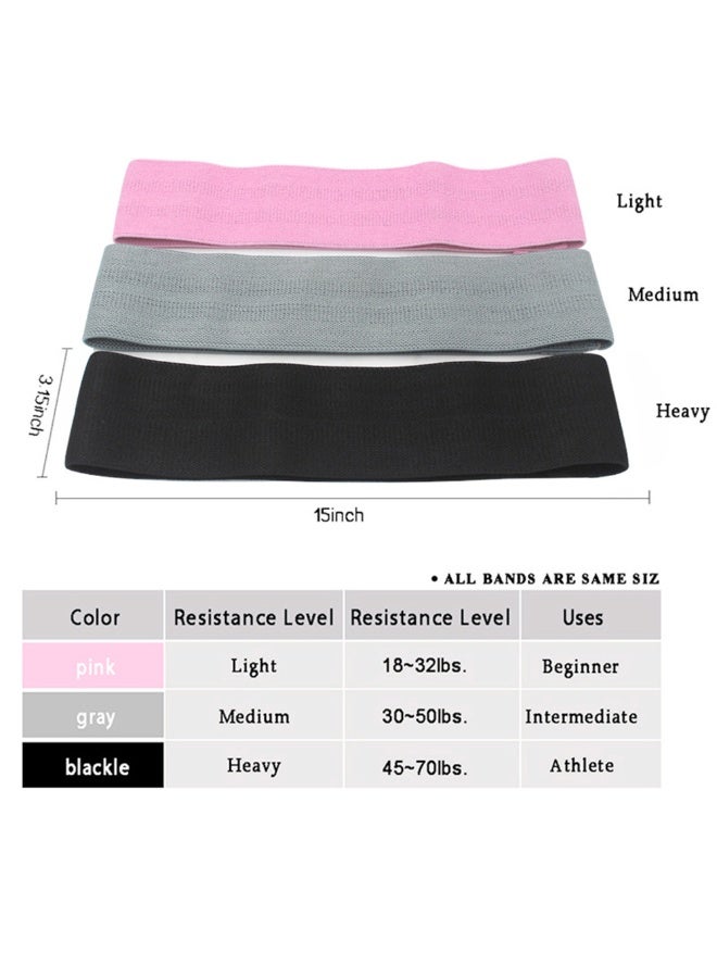 3-Piece Resistance Workout Booty Bands Set Sexy Women Household Fitness Yoga Anti-slip Professional Legs and Butt Exercise Stretch Bands Heavy/Medium/Light Fabric Loops Bands - Image 1