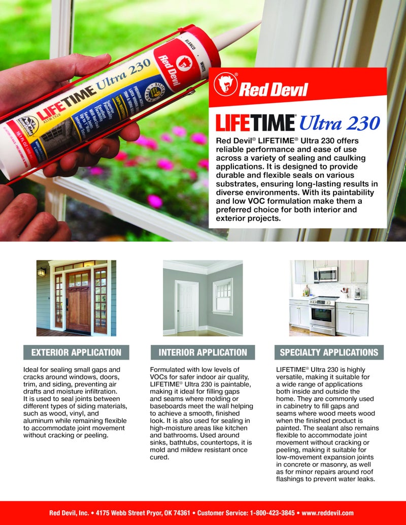 Red Devil 077040 Lifetime Ultra Premium Elastomeric Acrylic Latex Sealant, 10.1 oz., Brown, 1 Pack - Image 2