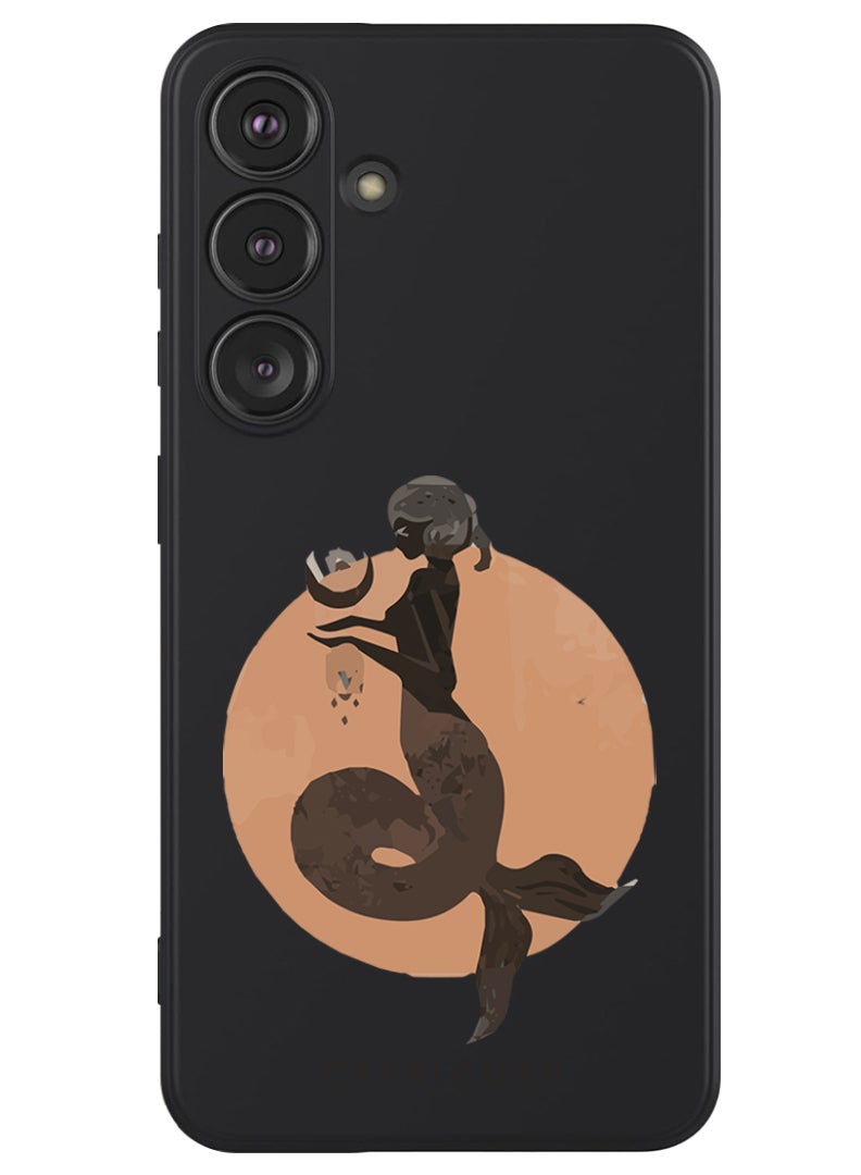 Theodor Protective Slim Fit Case Liquid Silicone Cover with Full Body Protection Anti-Scratch Shockproof Case For Samsung Galaxy S24 (Black) - Capricorn - Image 1