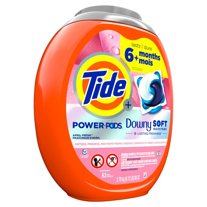 Tide Power PODs + Downy Laundry Detergent Pods, 63 Count, Soft Boosters + April Fresh - Image 4