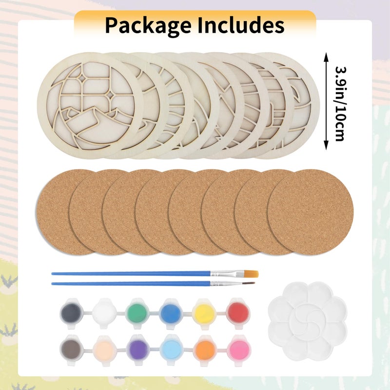 Temlum Wooden Coasters Painting Kit, Paint You Own Coaster Wooden Painting Craft Kit for Adults and Beginners Art Craft Supplies (Landscape) - Image 2