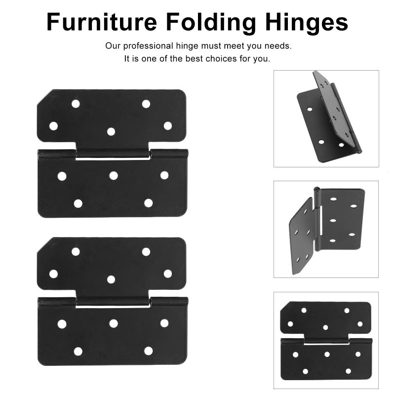 8 Pcs Black Iron Folding Hinges For Furniture Cabinets Tables And Folding Desks - Image 4