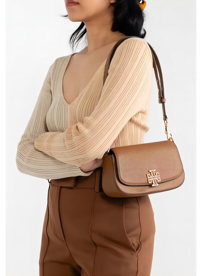 توري بورش رفرف إغلاق جلد البقر حقيبة الحصى تحت الإبط ، حقيبة الكتف ، حقيبة كروس الجسم - Image 2