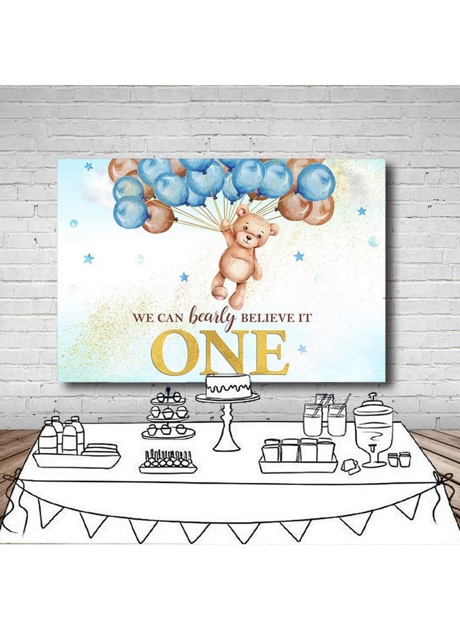 MEHOFOND Boys 1St Birthday Bear Backdrop We Can Bearly Believe It One Happy First Birthday Banner Decorations Photography Background Kids Portrait Cake Table Supplies 7X5Ft  - Image 5