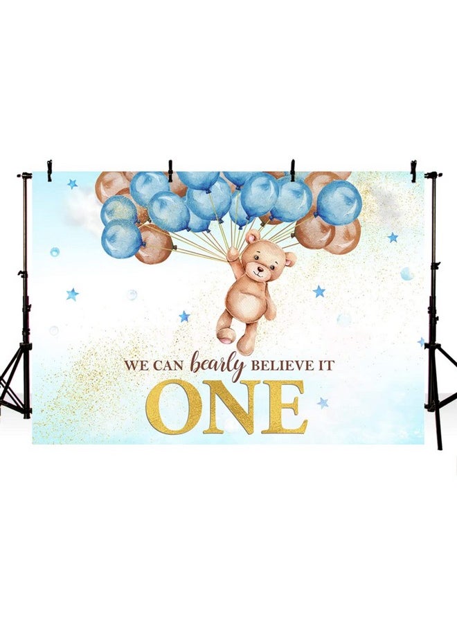 MEHOFOND Boys 1St Birthday Bear Backdrop We Can Bearly Believe It One Happy First Birthday Banner Decorations Photography Background Kids Portrait Cake Table Supplies 7X5Ft  - Image 3