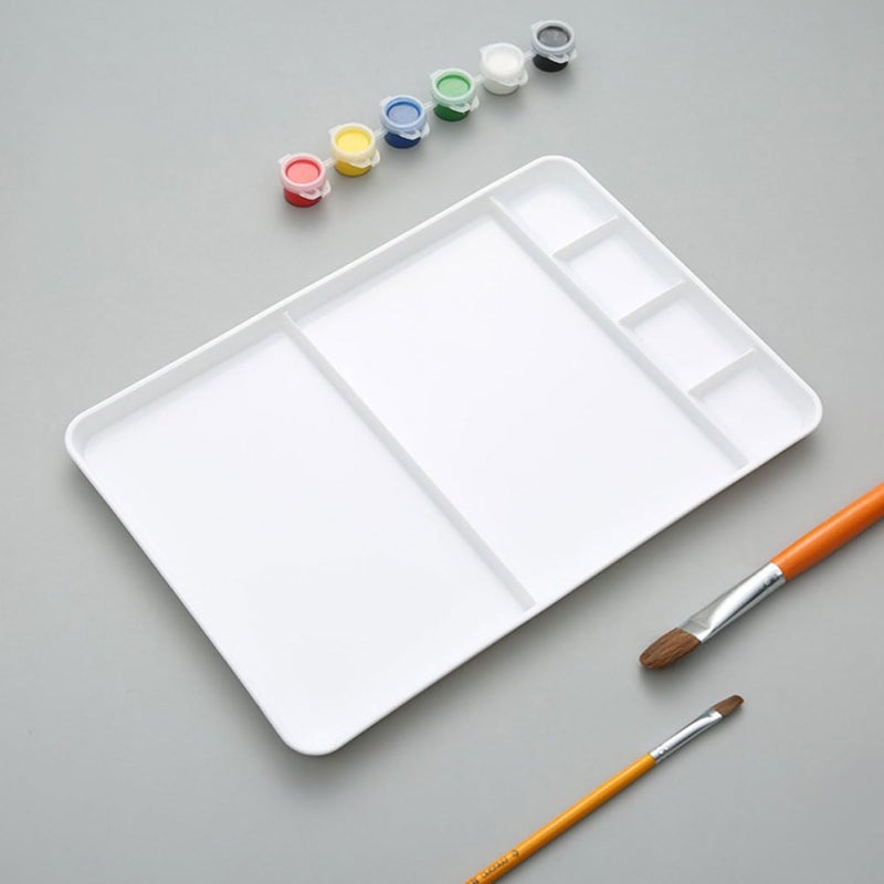 Plastic Paint Palette Tray 6-Compartment Square Mixing Tray for Artists DIY Watercolor Pigment Mixing and Ink Display, Portable Painting Pallet for Art Supplies and Craft Use - Image 4