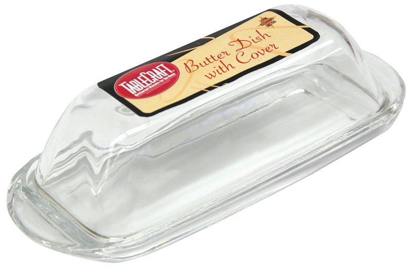 Tablecraft Clear Glass Butter Dish - Image 1
