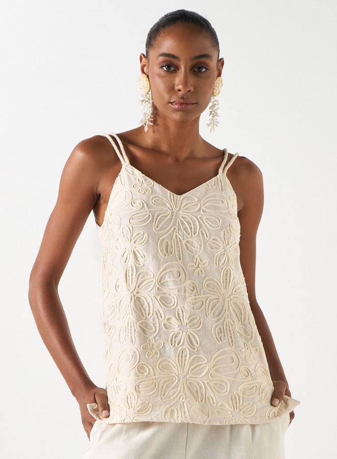 تواكستريمز بلوزة بتفاصيل زهور وحمالات رفيعة من تو إكستريمز - Image 1