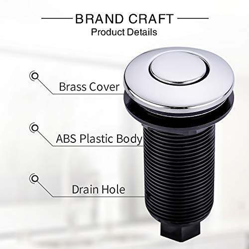 SINKINGDOM Garbage Disposal Sink Top Air Switch Kit with Long Button, Chrome(Brass cover) - Image 5