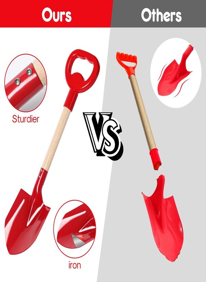 Dsmile 3 Pcs Beach Shovel Toy for Kids Digging 16" Long Metal Sand Shovel Sandbox,Sturdy Wooden Handle Metal Spade for Boy Girl, Travel Beach Toy Summer Fun Birthday - Image 3