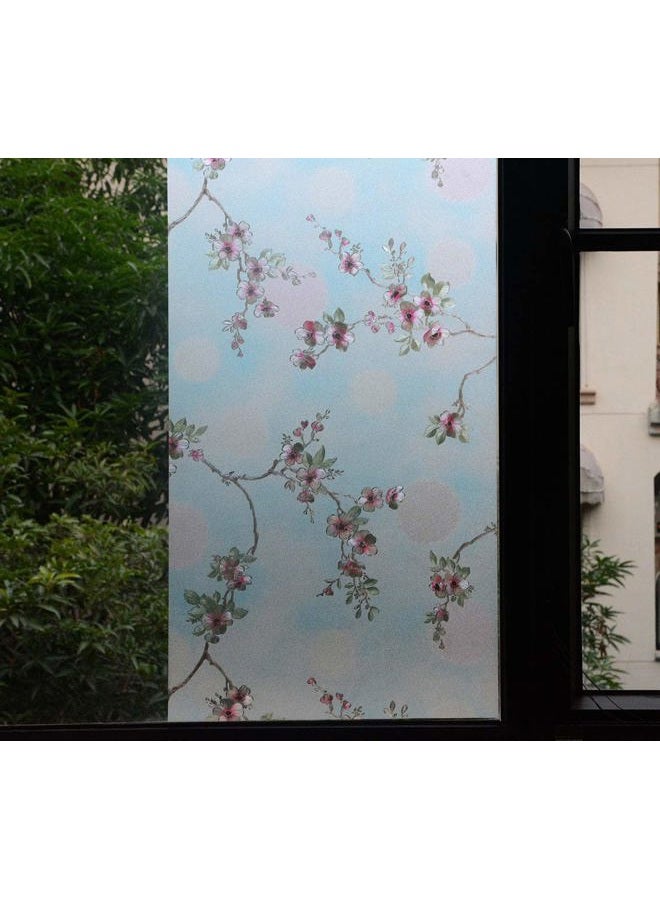 VSUDO 1 Roll Static Cling Window Film for Privacy, Peach Blossom Pattern Window Tint for Home, Window Glass Sticker for Office 17.7" By 78.7" Peach Blossom 9001-103025-TH-45X200-1 - Image 2