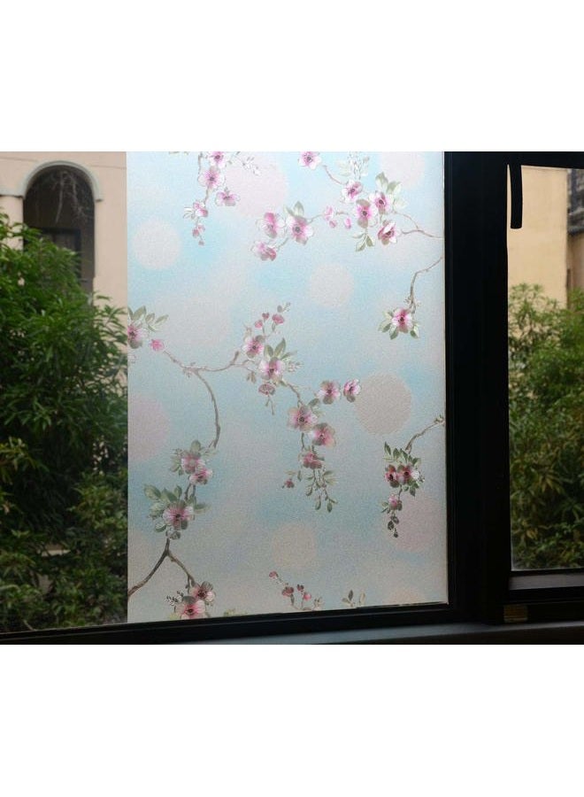 VSUDO 1 Roll Static Cling Window Film for Privacy, Peach Blossom Pattern Window Tint for Home, Window Glass Sticker for Office 17.7" By 78.7" Peach Blossom 9001-103025-TH-45X200-1 - Image 4