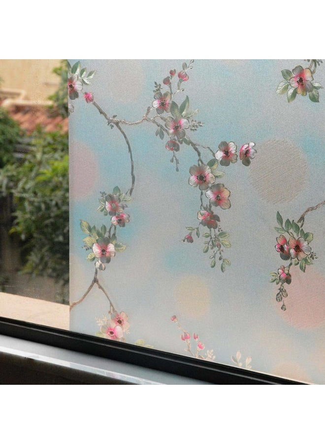 VSUDO 1 Roll Static Cling Window Film for Privacy, Peach Blossom Pattern Window Tint for Home, Window Glass Sticker for Office 17.7" By 78.7" Peach Blossom 9001-103025-TH-45X200-1 - Image 3