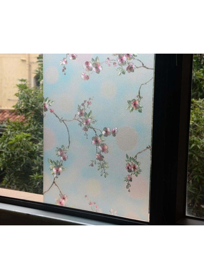 VSUDO 1 Roll Static Cling Window Film for Privacy, Peach Blossom Pattern Window Tint for Home, Window Glass Sticker for Office 17.7" By 78.7" Peach Blossom 9001-103025-TH-45X200-1 - Image 5