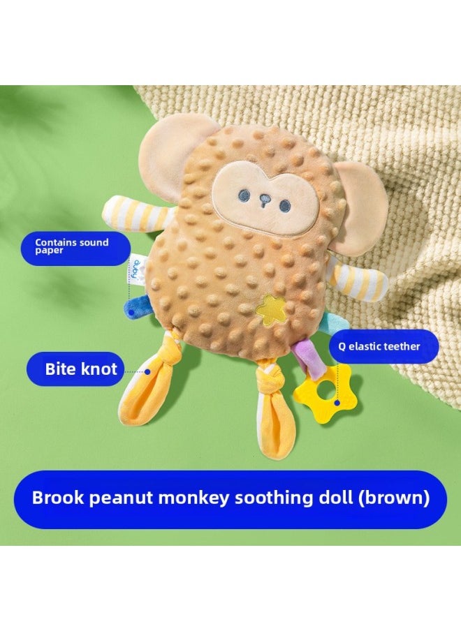 Generic Aobei Soothing Towel Baby Can Bite Doudou Plush Rabbit Doll Newborn Puppet Sleeping Artifact-Color:Australian Beanie Velvet Soothing Doll-peanut Monkey (Brown)  - Image 1