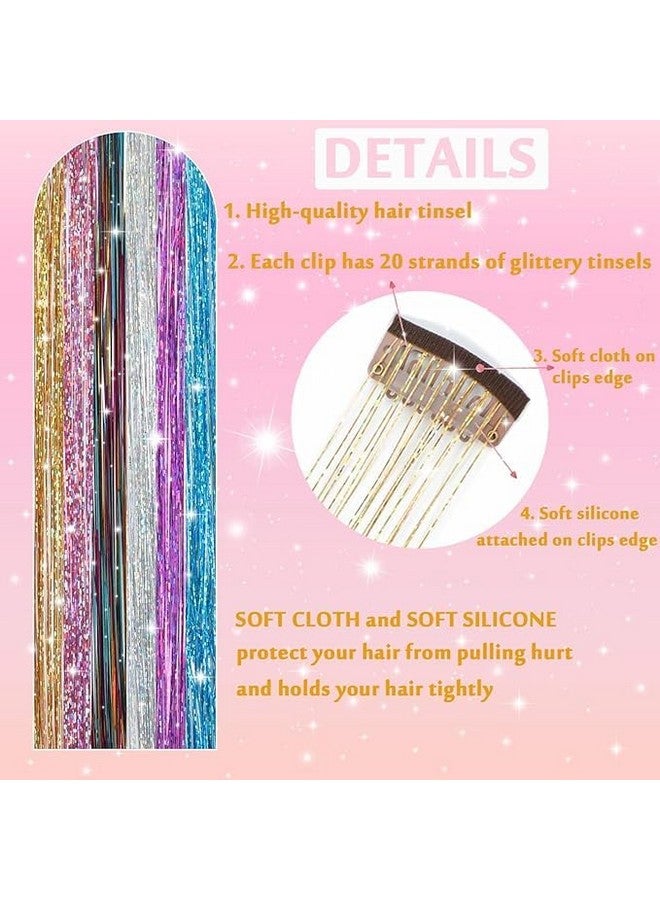 El Regalo 6Pcs Clip-In Hair Tinsel Extensions - Fancy, Rainbow Colored Glitter Tinsel Hair Extensions With Easy-To-Use Metal Clips For Girls & Women - Reusable, Soft & Smooth For Daily Styling, Parties & Cosplay - Image 5